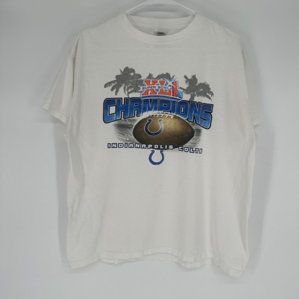 Vintage Delta Indianapolis Colts Super Bowl XLI Champions NFL Shirt White Mens L